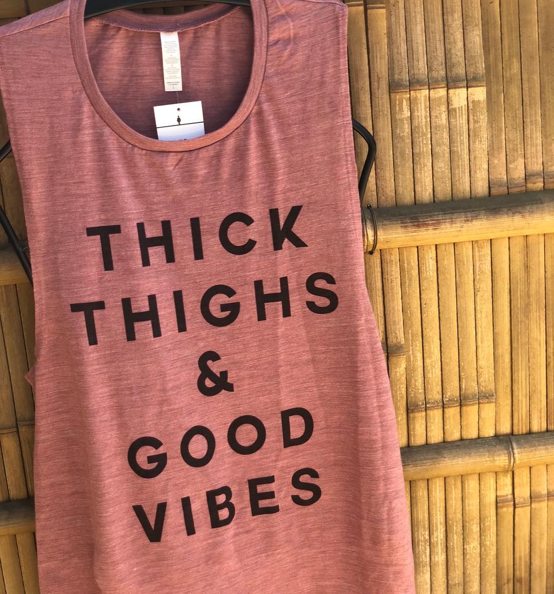 Thick Thighs & Good Vibes Flowy Side Slit Tank Top - Wake Slay Repeat