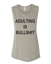 Load image into Gallery viewer, Adulting Is Bullshit Fitted Scoop Muscle Tank - Wake Slay Repeat