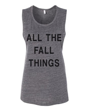 Load image into Gallery viewer, All The Fall Things Workout Flowy Scoop Muscle Tank - Wake Slay Repeat
