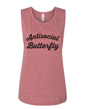Load image into Gallery viewer, Antisocial Butterfly Flowy Scoop Muscle Tank - Wake Slay Repeat