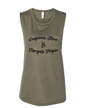 Load image into Gallery viewer, Caffeine Sips & Target Trips Fitted Muscle Tank - Wake Slay Repeat