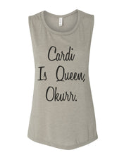 Load image into Gallery viewer, Cardi Is Queen Workout Flowy Scoop Muscle Tank - Wake Slay Repeat