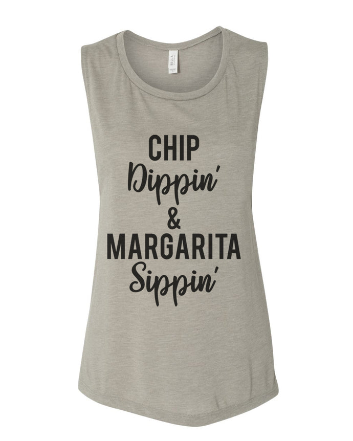 Chip Dippin' & Margarita Sippin' Fitted Scoop Muscle Tank - Wake Slay Repeat