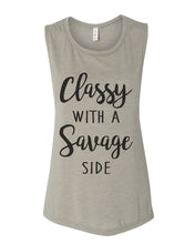 Load image into Gallery viewer, Classy With A Savage Side Workout Flowy Scoop Muscle Tank - Wake Slay Repeat
