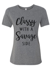 Load image into Gallery viewer, Classy With A Savage Side Relaxed Women&#39;s T Shirt - Wake Slay Repeat
