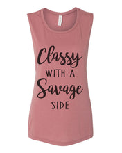 Load image into Gallery viewer, Classy With A Savage Side Workout Flowy Scoop Muscle Tank - Wake Slay Repeat