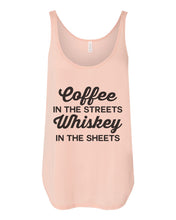 Load image into Gallery viewer, Coffee In The Streets Whiskey In The Sheets Flowy Side Slit Tank Top - Wake Slay Repeat