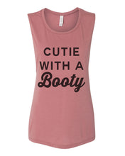 Load image into Gallery viewer, Cutie With A Booty Workout Flowy Scoop Muscle Tank - Wake Slay Repeat