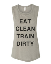 Load image into Gallery viewer, Eat Clean Train Dirty Workout Flowy Scoop Muscle Tank - Wake Slay Repeat