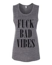 Load image into Gallery viewer, Fuck Bad Vibes Fitted Scoop Muscle Tank - Wake Slay Repeat