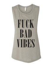 Load image into Gallery viewer, Fuck Bad Vibes Fitted Scoop Muscle Tank - Wake Slay Repeat