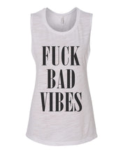 Load image into Gallery viewer, Fuck Bad Vibes Fitted Scoop Muscle Tank - Wake Slay Repeat