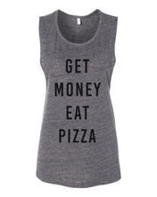 Load image into Gallery viewer, Get Money Eat Pizza Flowy Scoop Muscle Women's Workout Tank - Wake Slay Repeat