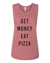 Load image into Gallery viewer, Get Money Eat Pizza Flowy Scoop Muscle Women's Workout Tank - Wake Slay Repeat