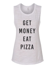 Load image into Gallery viewer, Get Money Eat Pizza Flowy Scoop Muscle Women's Workout Tank - Wake Slay Repeat