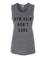 Load image into Gallery viewer, Gym Hair Don't Care Flowy Scoop Muscle Tank - Wake Slay Repeat
