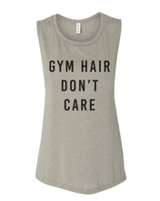 Load image into Gallery viewer, Gym Hair Don't Care Flowy Scoop Muscle Tank - Wake Slay Repeat