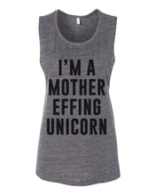 Load image into Gallery viewer, I'm A Mother Effing Unicorn Fitted Scoop Muscle Tank - Wake Slay Repeat