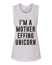 Load image into Gallery viewer, I'm A Mother Effing Unicorn Fitted Scoop Muscle Tank - Wake Slay Repeat