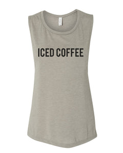 Iced Coffee Fitted Scoop Muscle Tank - Wake Slay Repeat