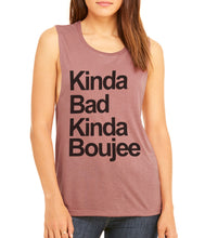 Load image into Gallery viewer, Kinda Bad Kinda Boujee Flowy Scoop Muscle Tank - Wake Slay Repeat