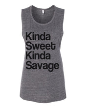 Load image into Gallery viewer, Kinda Sweet Kinda Savage Flowy Scoop Muscle Tank - Wake Slay Repeat