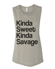 Load image into Gallery viewer, Kinda Sweet Kinda Savage Flowy Scoop Muscle Tank - Wake Slay Repeat