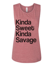 Load image into Gallery viewer, Kinda Sweet Kinda Savage Flowy Scoop Muscle Tank - Wake Slay Repeat