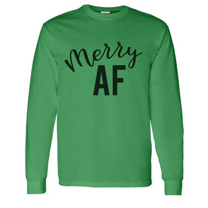 Merry AF Christmas Unisex Long Sleeve T Shirt - Wake Slay Repeat