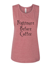 Load image into Gallery viewer, Nightmare Before Coffee Fitted Muscle Tank - Wake Slay Repeat