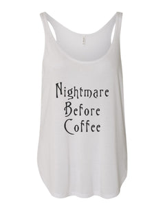 Nightmare Before Coffee Flowy Side Slit Tank Top - Wake Slay Repeat
