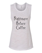 Load image into Gallery viewer, Nightmare Before Coffee Fitted Muscle Tank - Wake Slay Repeat