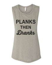 Load image into Gallery viewer, Planks Then Dranks Fitted Muscle Tank - Wake Slay Repeat