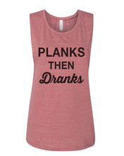 Load image into Gallery viewer, Planks Then Dranks Fitted Muscle Tank - Wake Slay Repeat