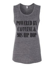 Load image into Gallery viewer, Powered By Caffeine & 90s Hip Hop Fitted Muscle Tank - Wake Slay Repeat
