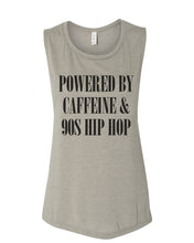 Load image into Gallery viewer, Powered By Caffeine & 90s Hip Hop Fitted Muscle Tank - Wake Slay Repeat