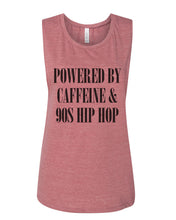 Load image into Gallery viewer, Powered By Caffeine & 90s Hip Hop Fitted Muscle Tank - Wake Slay Repeat