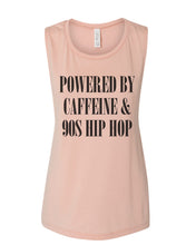 Load image into Gallery viewer, Powered By Caffeine & 90s Hip Hop Fitted Muscle Tank - Wake Slay Repeat