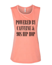 Load image into Gallery viewer, Powered By Caffeine & 90s Hip Hop Fitted Muscle Tank - Wake Slay Repeat