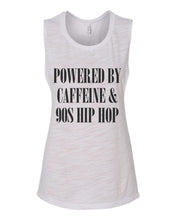 Load image into Gallery viewer, Powered By Caffeine & 90s Hip Hop Fitted Muscle Tank - Wake Slay Repeat