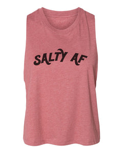 Salty AF Women's Racerback Cropped Tank - Wake Slay Repeat