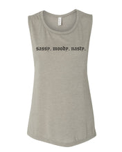 Load image into Gallery viewer, Sassy. Moody. Nasty. Fitted Muscle Tank - Wake Slay Repeat