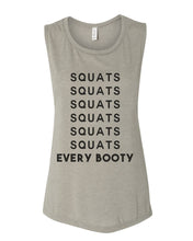Load image into Gallery viewer, Squats Every Booty Flowy Scoop Muscle Women's Workout Tank - Wake Slay Repeat