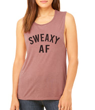 Load image into Gallery viewer, Sweaxy AF Women's Workout Flowy Scoop Muscle Tank - Wake Slay Repeat