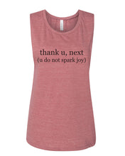 Load image into Gallery viewer, thank u, next (u do not spark joy) Flowy Scoop Muscle Tank - Wake Slay Repeat