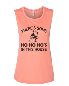 There's Some Ho Ho Ho's In This House Santa Christmas Fitted Muscle Tank - Wake Slay Repeat