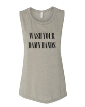Load image into Gallery viewer, Wash Your Damn Hands Fitted Scoop Muscle Tank - Wake Slay Repeat
