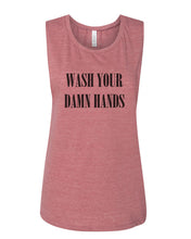 Load image into Gallery viewer, Wash Your Damn Hands Fitted Scoop Muscle Tank - Wake Slay Repeat