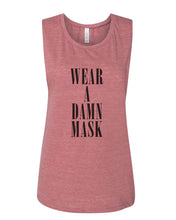 Load image into Gallery viewer, Wear A Damn Mask Fitted Muscle Tank - Wake Slay Repeat