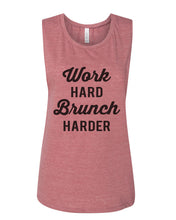 Load image into Gallery viewer, Work Hard Brunch Harder Flowy Scoop Muscle Tank - Wake Slay Repeat